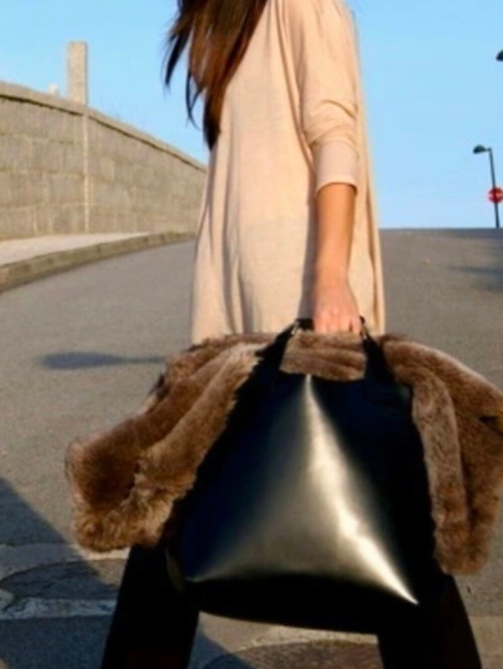 Zara black plaited shopper